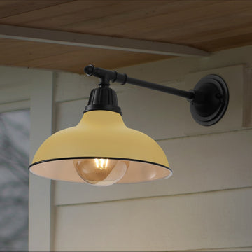 Wallace 12.25" Farmhouse Industrial Indoor/Outdoor Iron LED Victorian Arm Outdoor Sconce